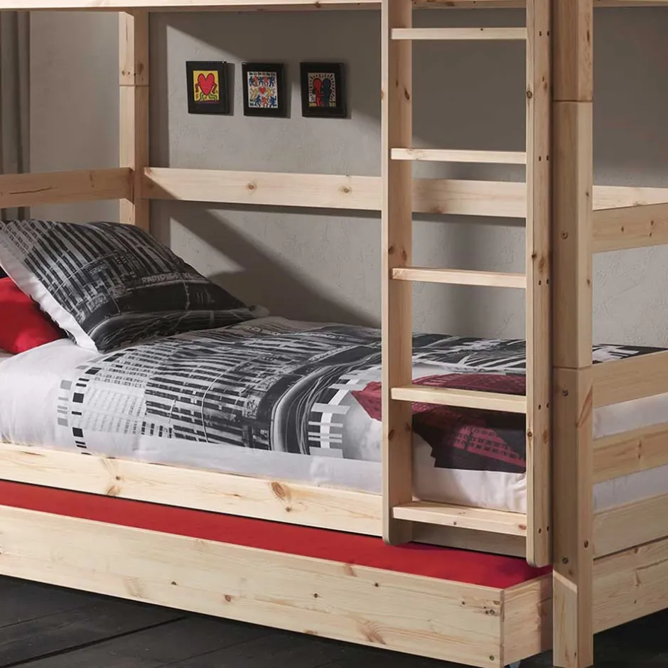 Kinder Wohnen Kiefernholz Stockbett mit Ausziehbett - Lulzima
