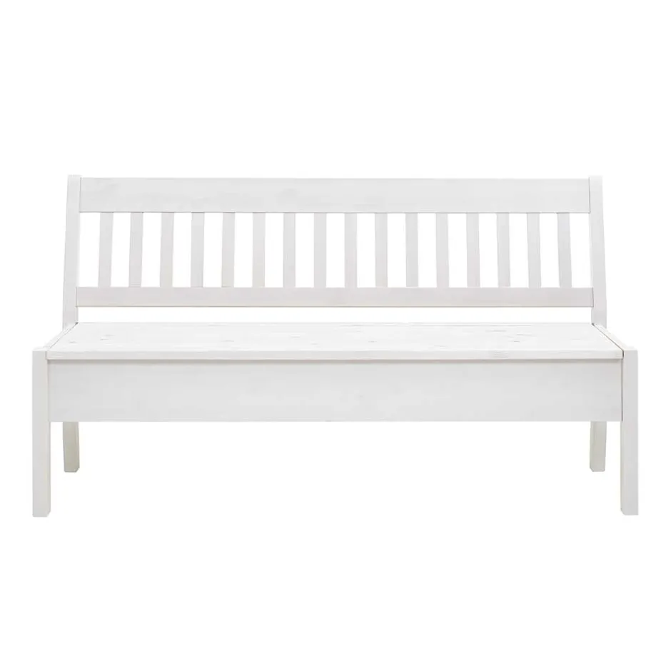 Wohnen Kiefernholz Truhenbank in Weiß - Zanaris