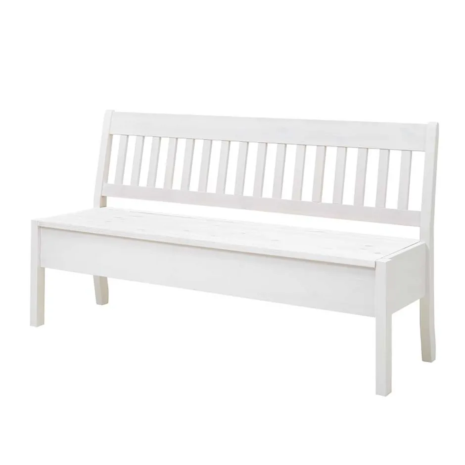 Wohnen Kiefernholz Truhenbank in Weiß - Zanaris