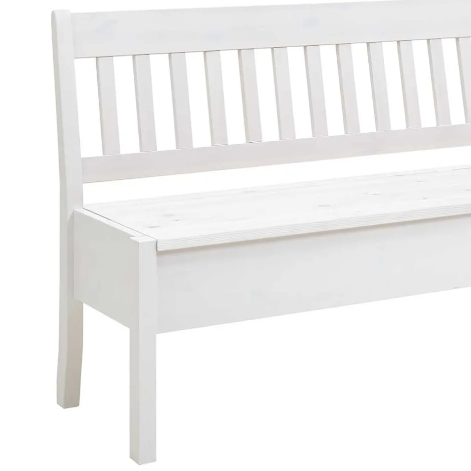 Wohnen Kiefernholz Truhenbank in Weiß - Zanaris