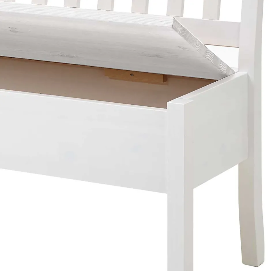 Wohnen Kiefernholz Truhenbank in Weiß - Zanaris