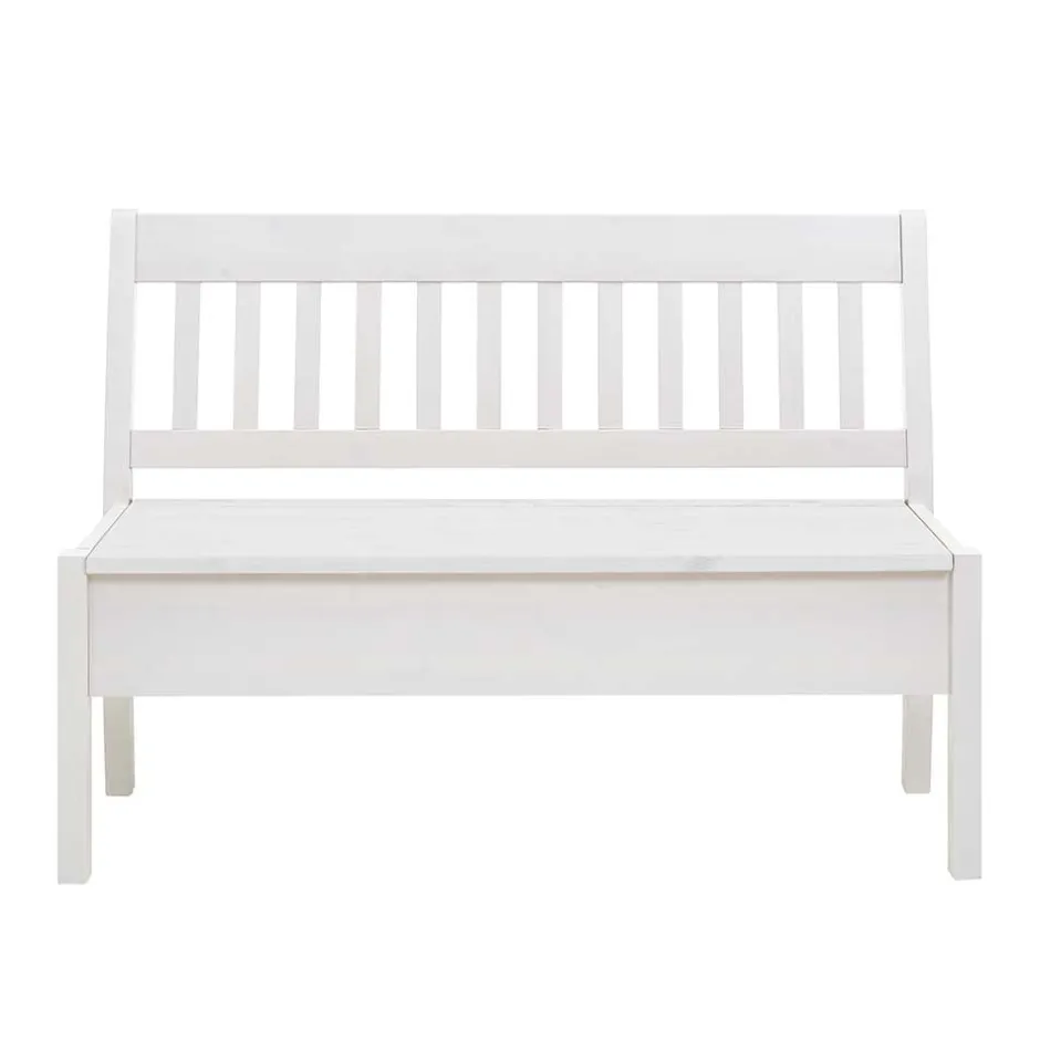 Wohnen Kiefernholz Truhenbank in Weiß - Zanaris