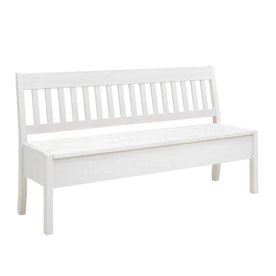 Wohnen Kiefernholz Truhenbank in Weiß - Zanaris