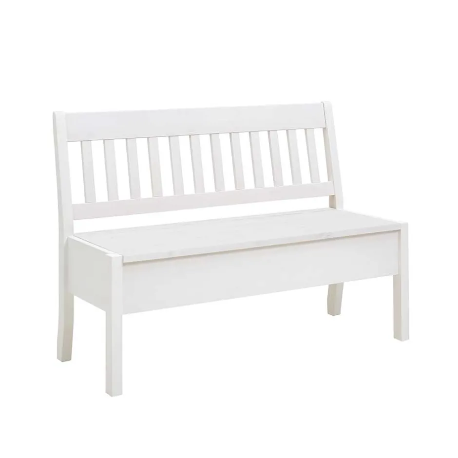 Wohnen Kiefernholz Truhenbank in Weiß - Zanaris