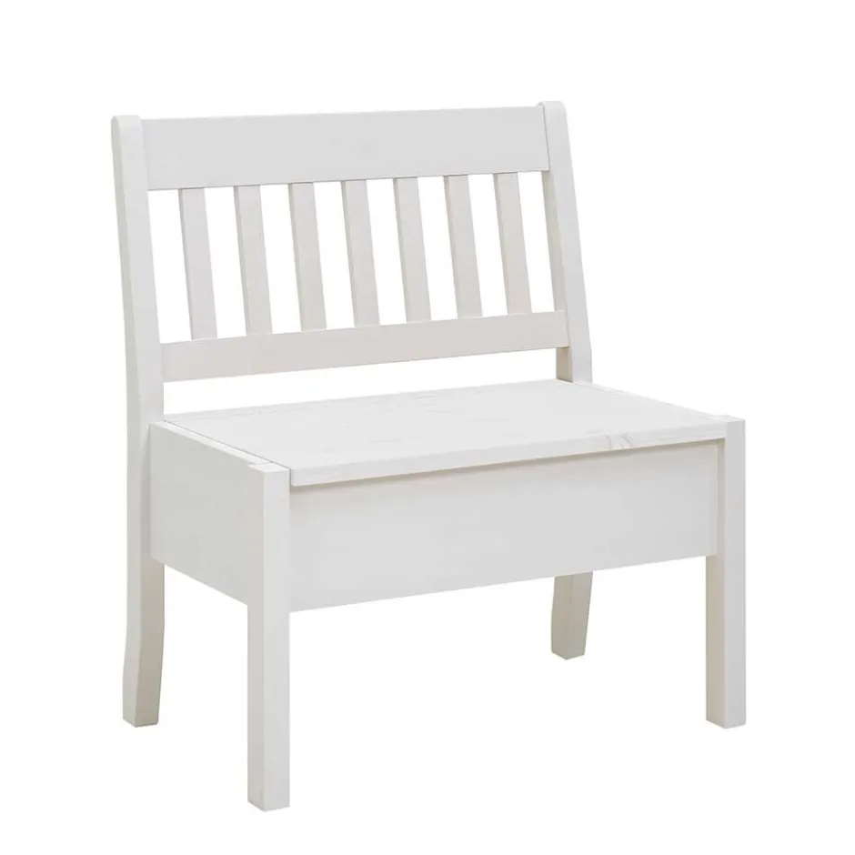 Wohnen Kiefernholz Truhenbank in Weiß - Zanaris