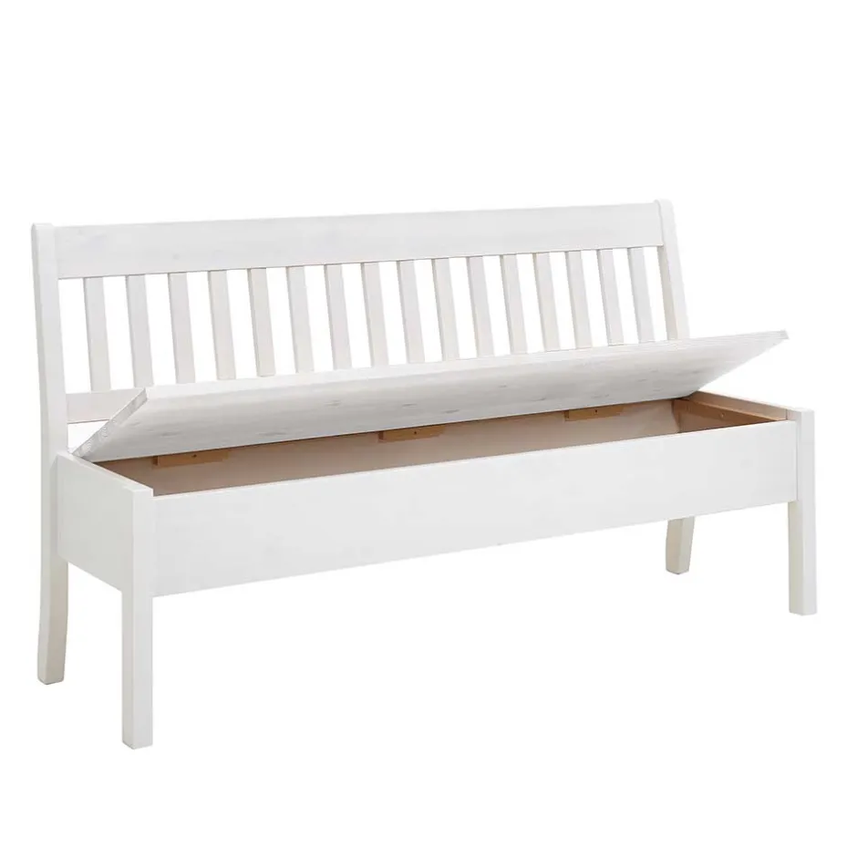 Wohnen Kiefernholz Truhenbank in Weiß - Zanaris