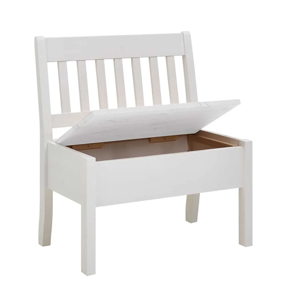 Wohnen Kiefernholz Truhenbank in Weiß - Zanaris