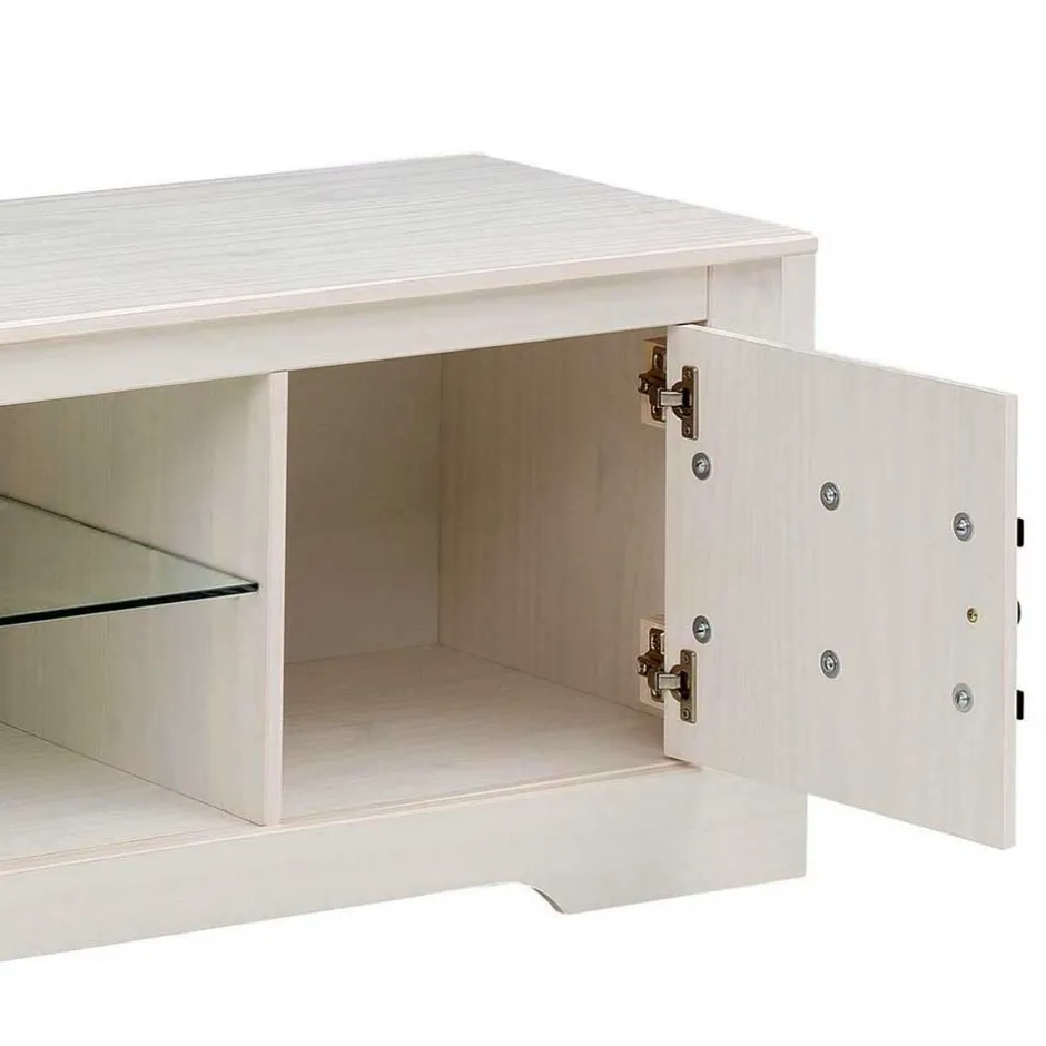 Wohnen Kiefernholz TV Unterschrank in Weiß mit Schwarz - Manduza