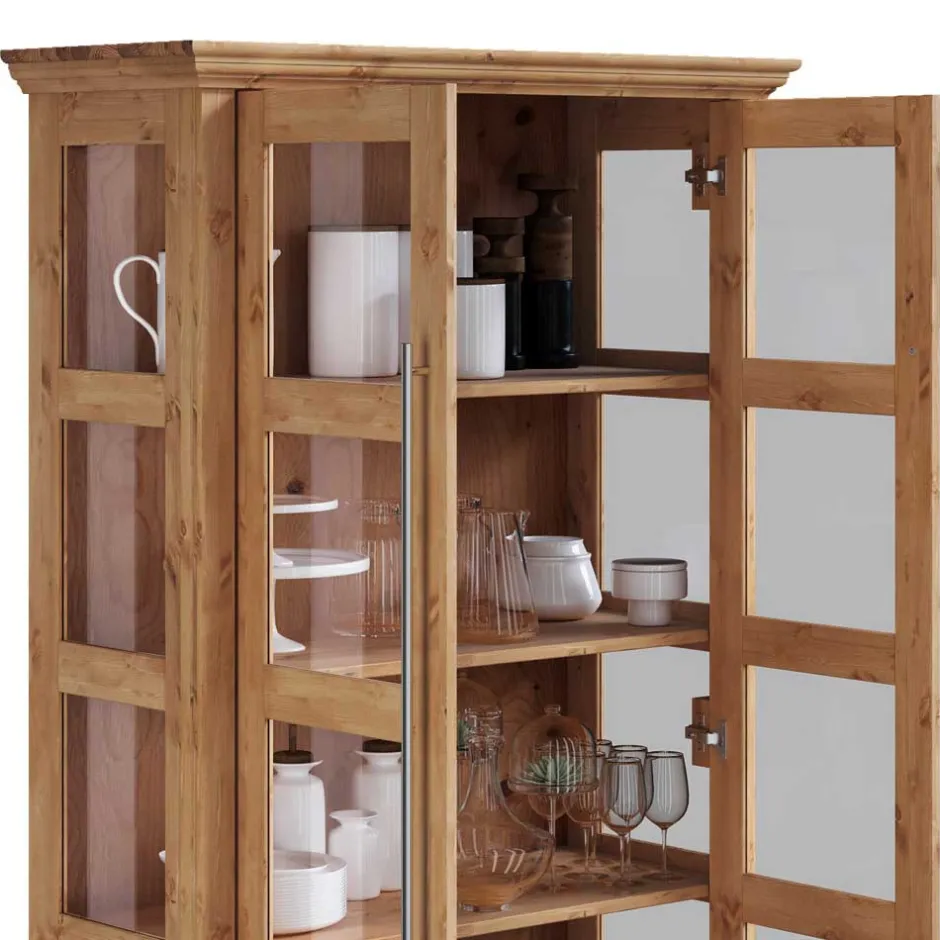 Kiefernholz Vitrine Glastür im Modern Country Style - Noellisa^Wohnen