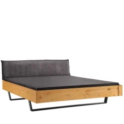 Kiefernholz-Bett gelaugt mit Stoff-Kopfteil - Phiano^Wohnen Hot