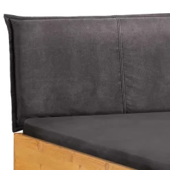 Kiefernholz-Bett gelaugt mit Stoff-Kopfteil - Phiano^Wohnen Hot