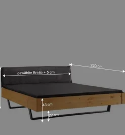 Kiefernholz-Bett gelaugt mit Stoff-Kopfteil - Phiano^Wohnen Hot