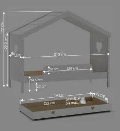 Kinder Wohnen Kinder Hausbett in Weiß - Grandory
