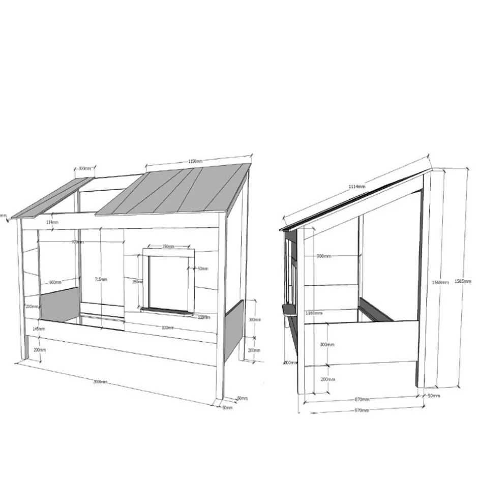 Kinder Wohnen Kinder Hausbett in Weiß lackiert - Actina