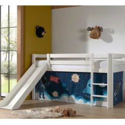 Kinder Hochbett in Weiß mit Rutsche - Besjan^Wohnen New