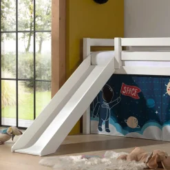 Kinder Hochbett in Weiß mit Rutsche - Besjan^Wohnen New