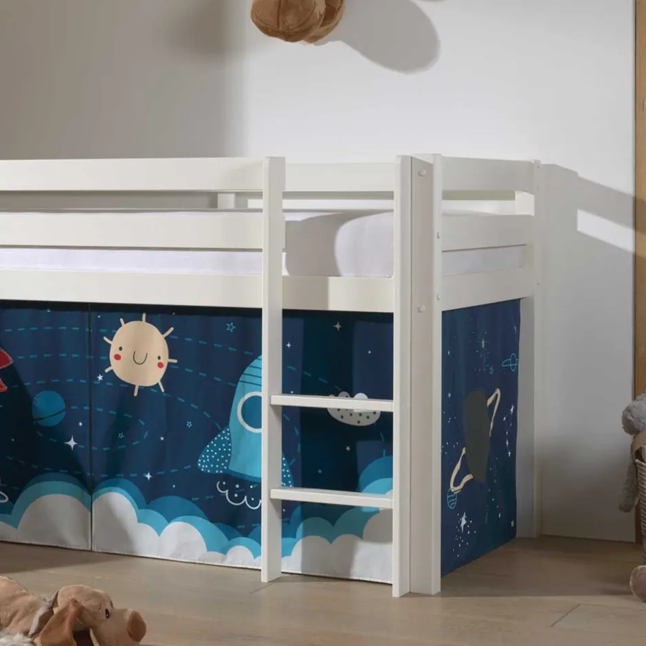 Kinder Hochbett in Weiß mit Rutsche - Besjan^Wohnen New