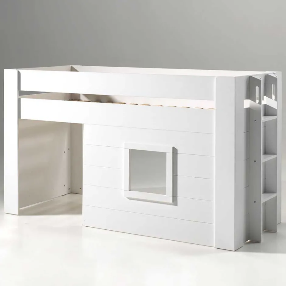 Kinder Hütten Hochbett in Weiß - Pedro^Wohnen Outlet
