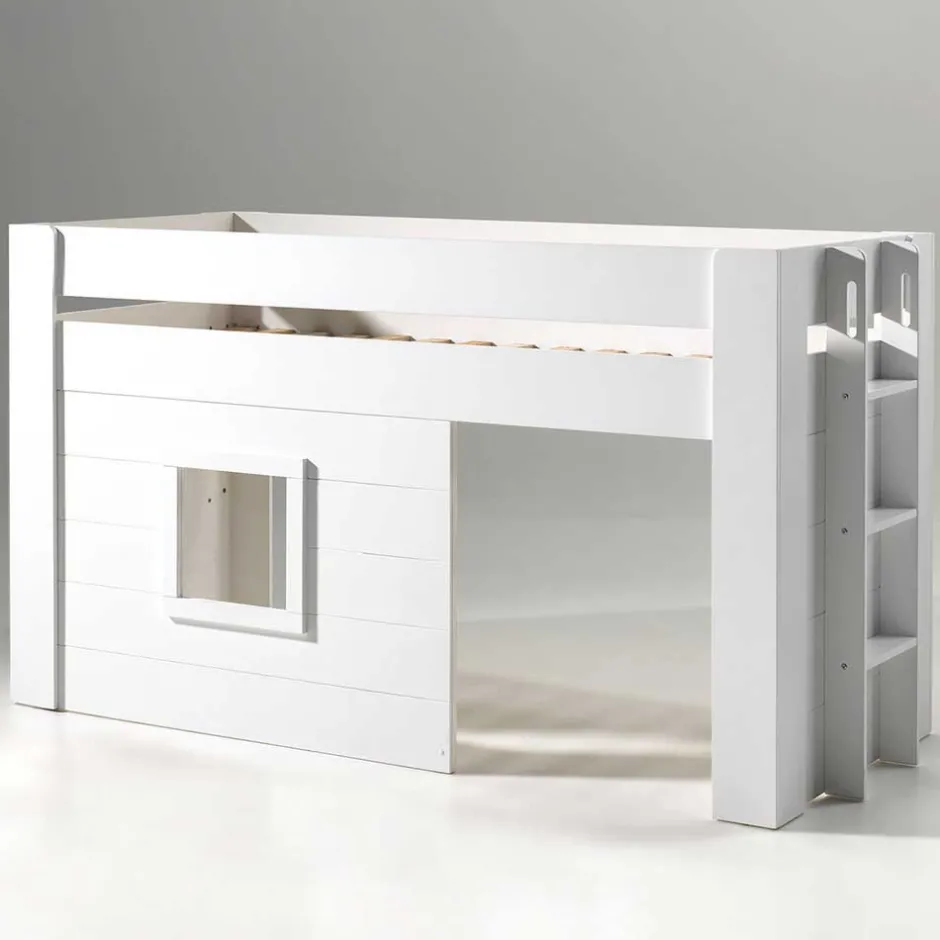 Kinder Hütten Hochbett in Weiß - Pedro^Wohnen Outlet