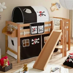 Kinder Piraten Spielbett in Natur & Schwarz & Weiß - Celorma^Wohnen Sale