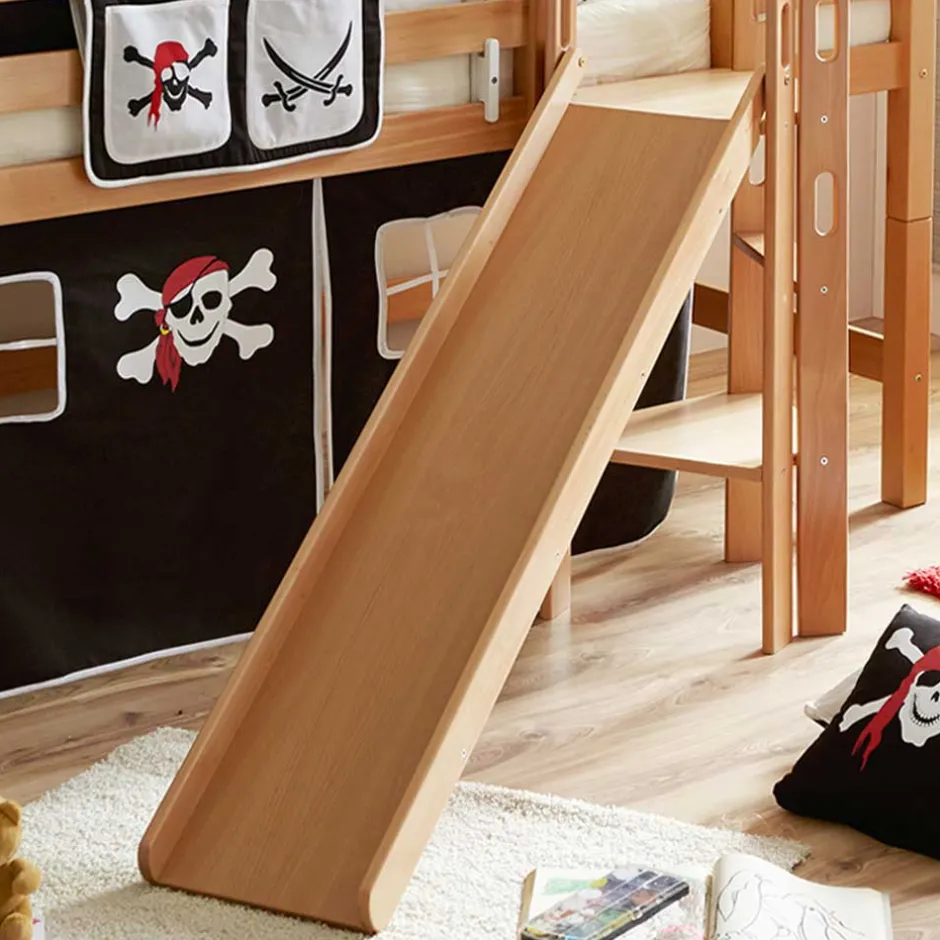 Kinder Piraten Spielbett in Natur & Schwarz & Weiß - Celorma^Wohnen Sale