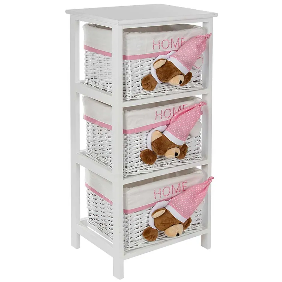 Kinder Wohnen Kinder Regal mit Teddybären - 3 Körbe - Lora