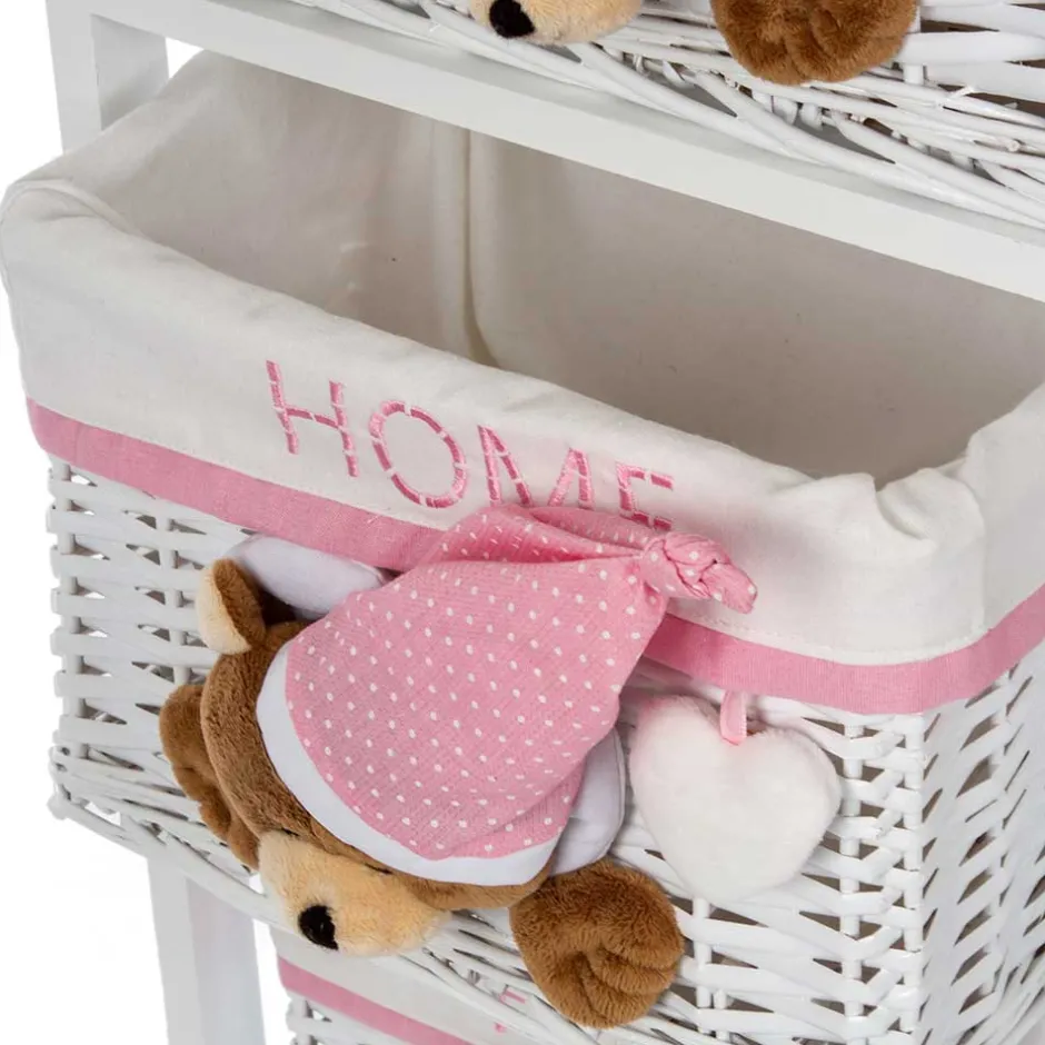 Kinder Wohnen Kinder Regal mit Teddybären - 3 Körbe - Lora