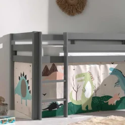 Kinder Wohnen Kinder Rutschbett in Grau mit Dinos - Jevedaz