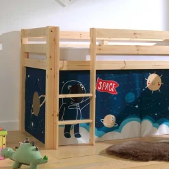 Kinder Wohnen Kinder Rutschbett mit Vorhang Weltall - Ciadas