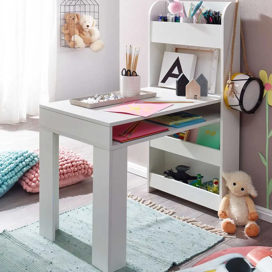 Kinder Schreibtisch mit Regal in Weiß - Intora^Wohnen Outlet