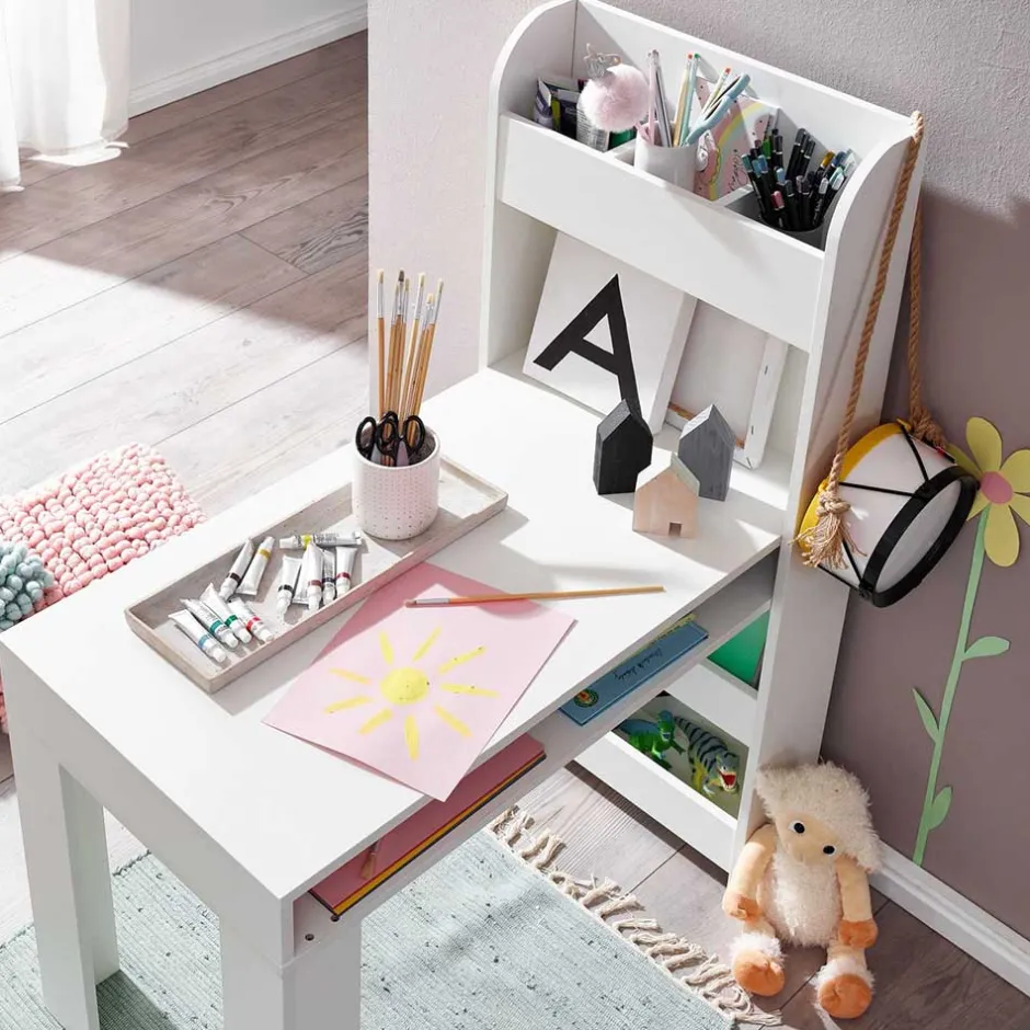 Kinder Schreibtisch mit Regal in Weiß - Intora^Wohnen Outlet