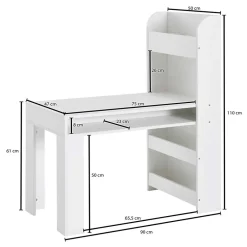 Kinder Schreibtisch mit Regal in Weiß - Intora^Wohnen Outlet