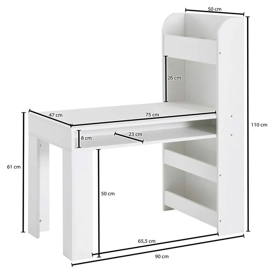 Kinder Schreibtisch mit Regal in Weiß - Intora^Wohnen Outlet