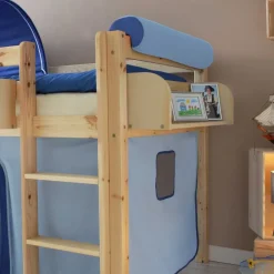 Kinderhochbett Sismail mit Vorhang und Tunnel im Piraten Design^Wohnen Hot