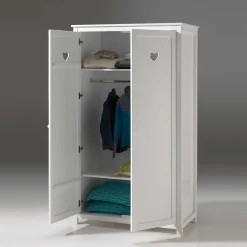 Kinder Wohnen Kinderzimmer Kleiderschrank Grandory in Weiß lackiert