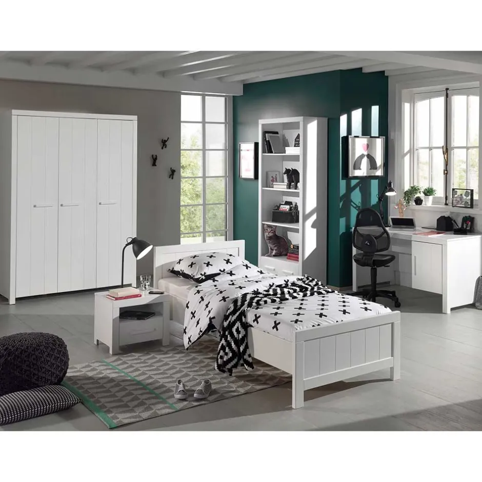 Kinder Wohnen Kinderzimmer Kompletteinrichtung in Weiß - Ellen (fünfteilig)