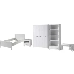 Kinder Wohnen Kinderzimmer Kompletteinrichtung in Weiß - Ellen (fünfteilig)