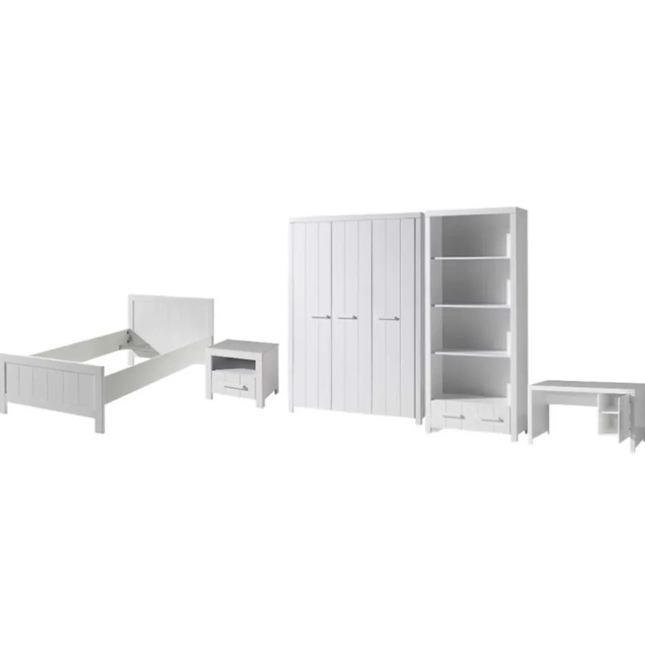 Kinder Wohnen Kinderzimmer Kompletteinrichtung in Weiß - Ellen (fünfteilig)