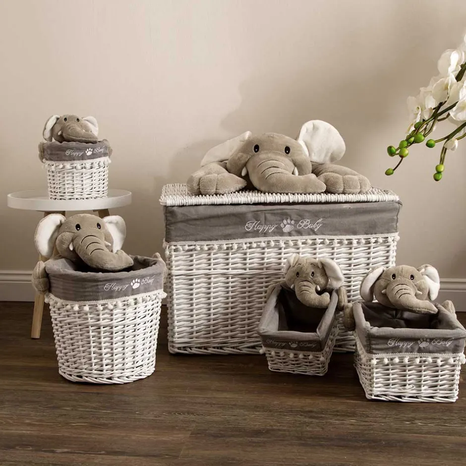 Kinderzimmer Korb Set mit Elefantenköpfen Plüsch - Isipia (fünfteilig)^Wohnen Best
