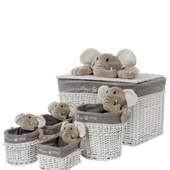Kinderzimmer Korb Set mit Elefantenköpfen Plüsch - Isipia (fünfteilig)^Wohnen Best
