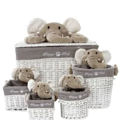 Kinderzimmer Korb Set mit Elefantenköpfen Plüsch - Isipia (fünfteilig)^Wohnen Best