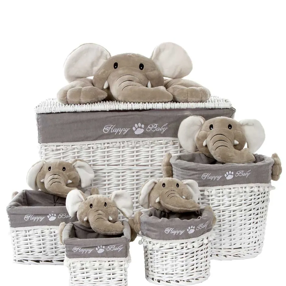 Kinderzimmer Korb Set mit Elefantenköpfen Plüsch - Isipia (fünfteilig)^Wohnen Best