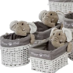 Kinderzimmer Korb Set mit Elefantenköpfen Plüsch - Isipia (fünfteilig)^Wohnen Best