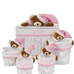 Kinder Wohnen Kinderzimmer Körbe mit Plüschbär Kopf - Ucera (fünfteilig)