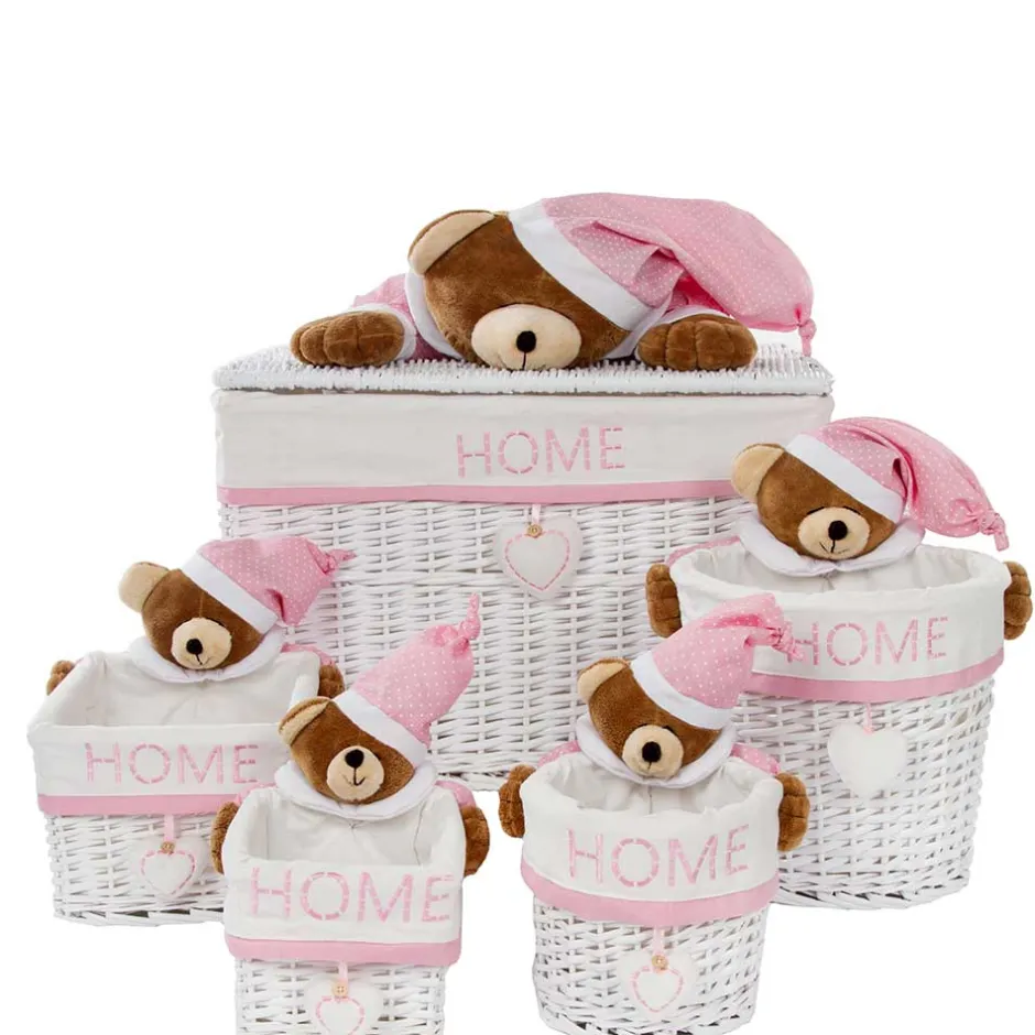 Kinder Wohnen Kinderzimmer Körbe mit Plüschbär Kopf - Ucera (fünfteilig)