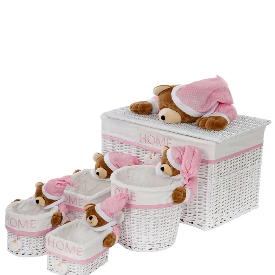 Kinder Wohnen Kinderzimmer Körbe mit Plüschbär Kopf - Ucera (fünfteilig)