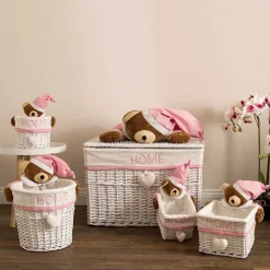 Kinder Wohnen Kinderzimmer Körbe mit Plüschbär Kopf - Ucera (fünfteilig)