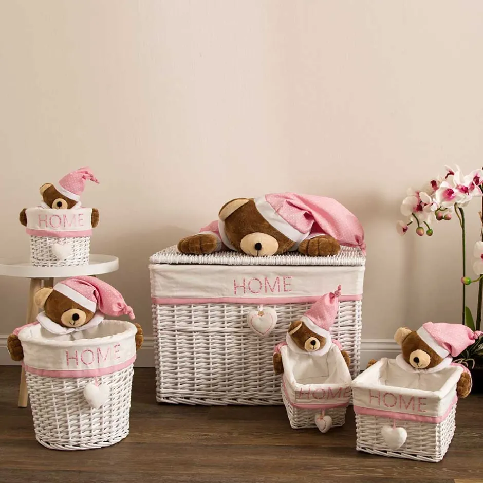 Kinder Wohnen Kinderzimmer Körbe mit Plüschbär Kopf - Ucera (fünfteilig)