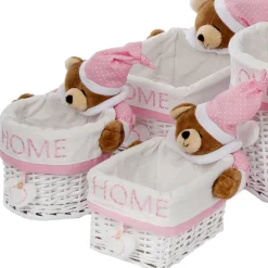 Kinder Wohnen Kinderzimmer Körbe mit Plüschbär Kopf - Ucera (fünfteilig)
