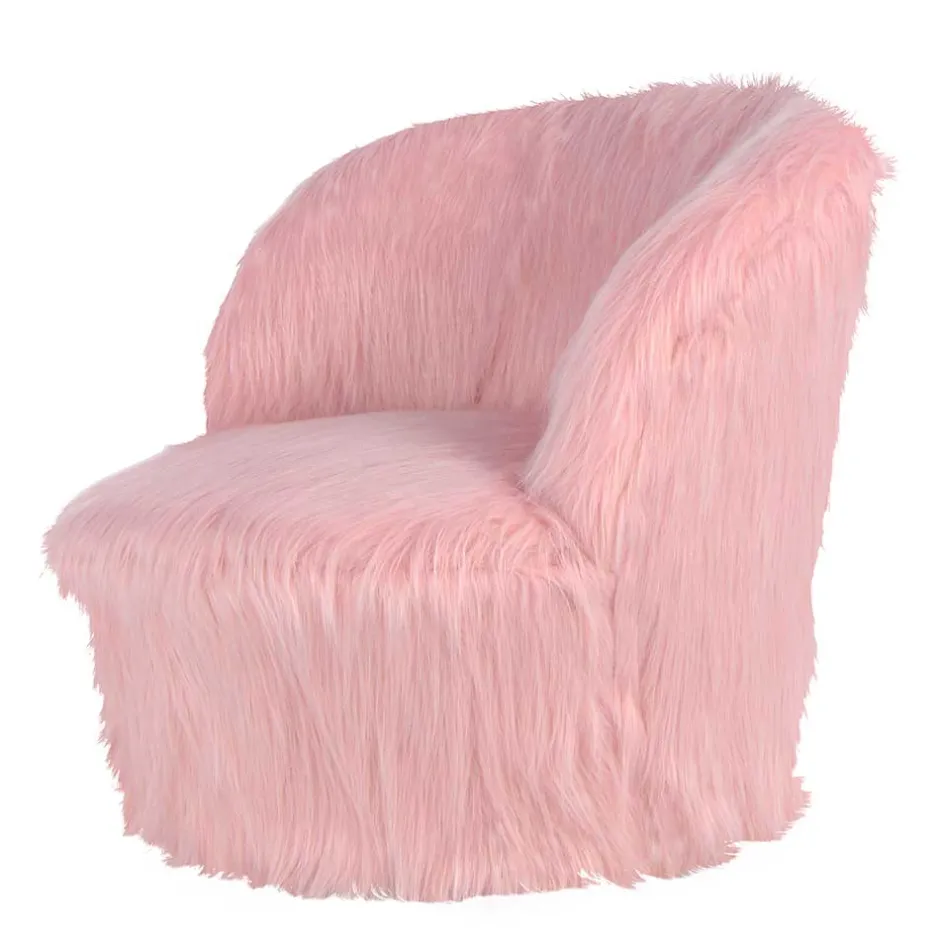 Kinder Wohnen Kinderzimmer Sessel in Rosa Kunstfellbezug - Leonid